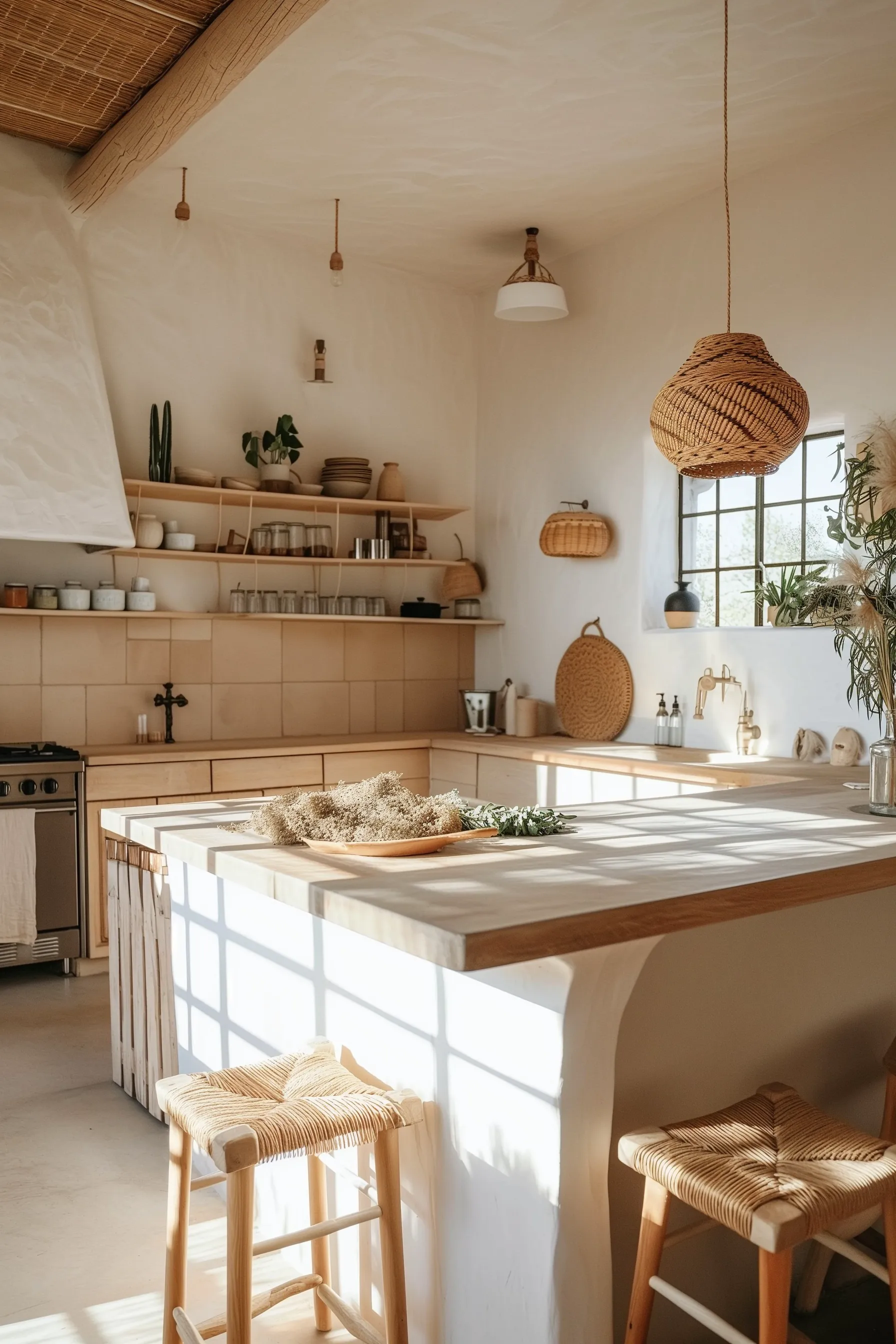A Bohemian kitchen which maximises natural light and has large windows