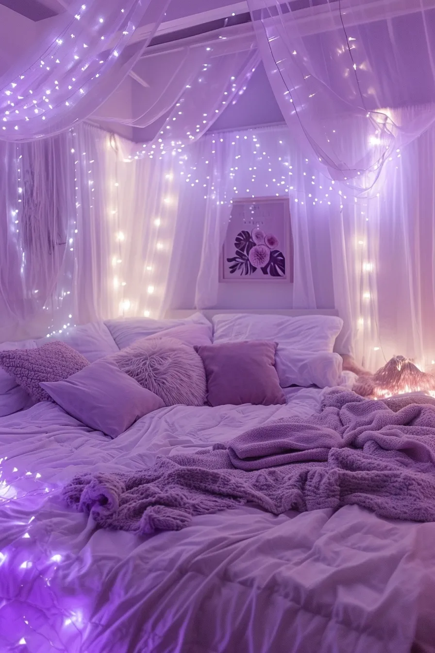 Purple bedding in a purple bedroom