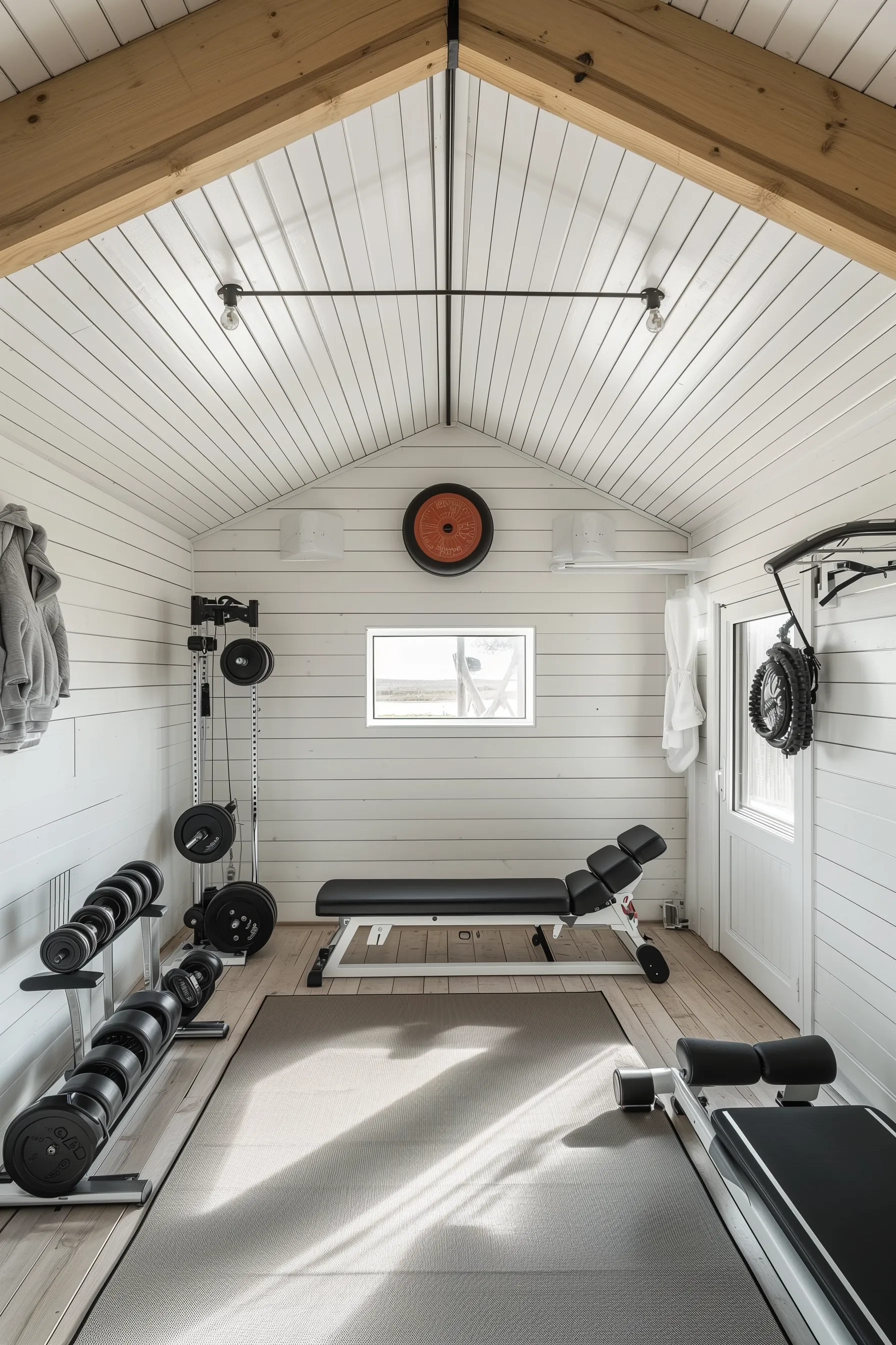 man cave with a gym