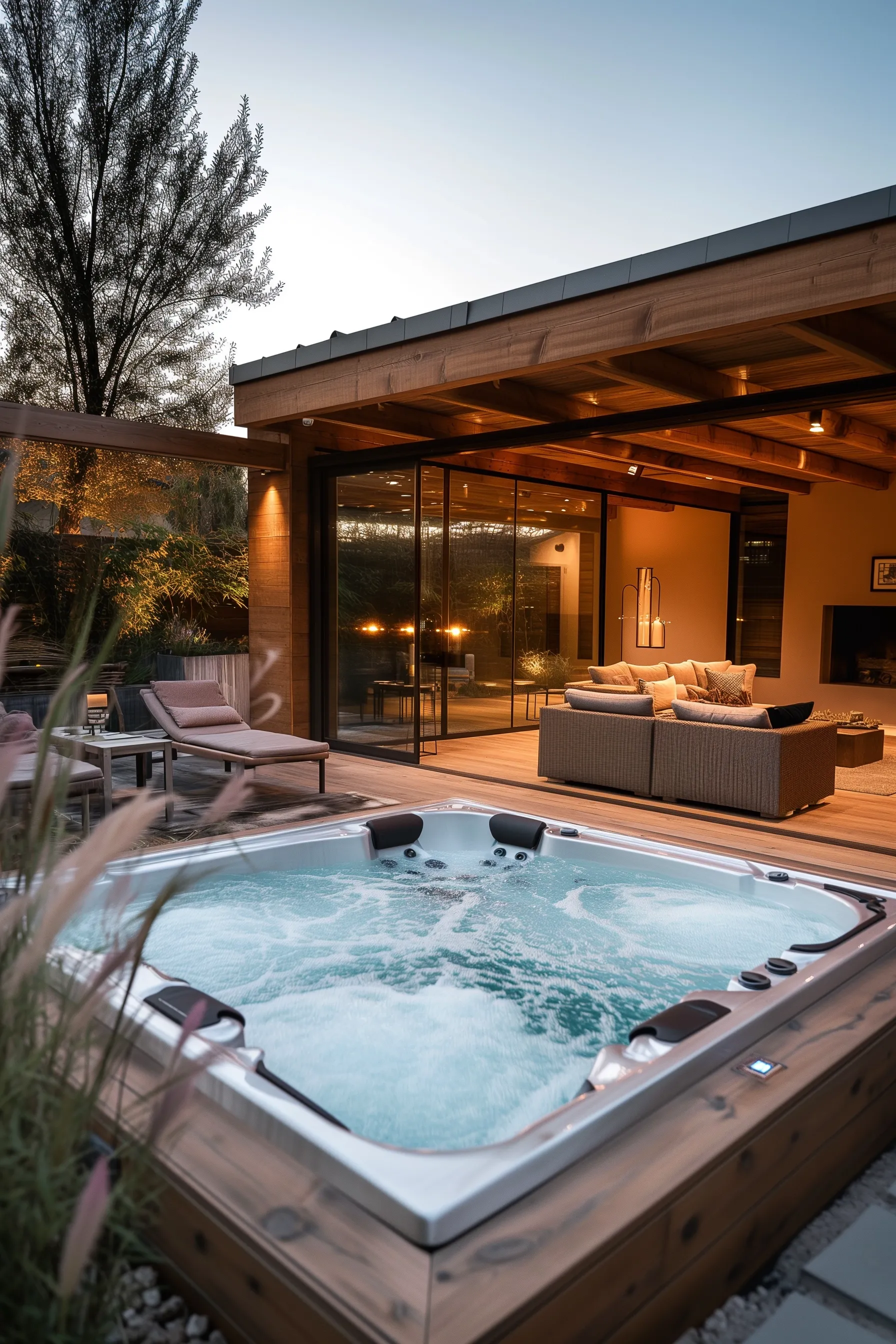 An outdoor hot tub