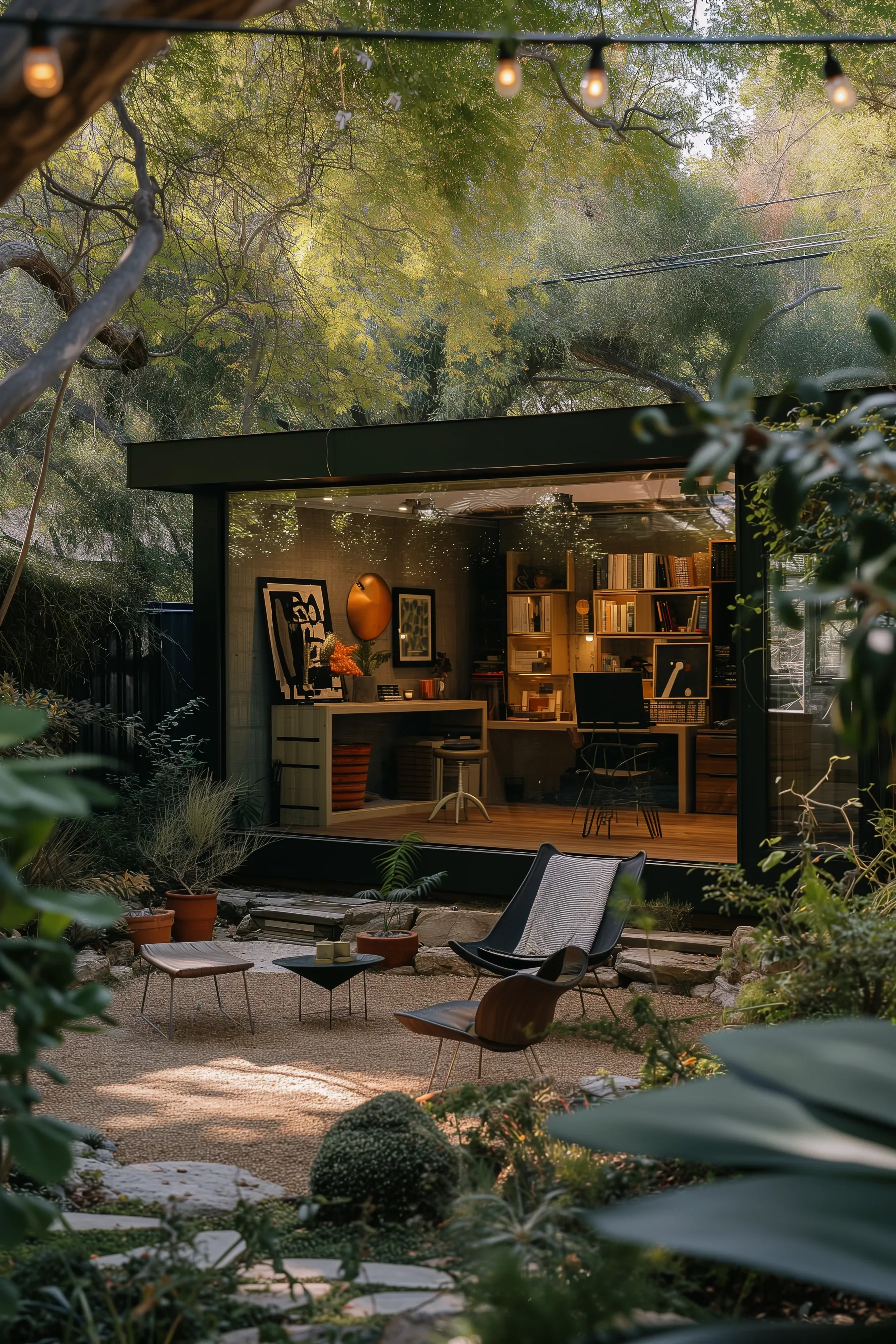 An art studio with outdoor seating