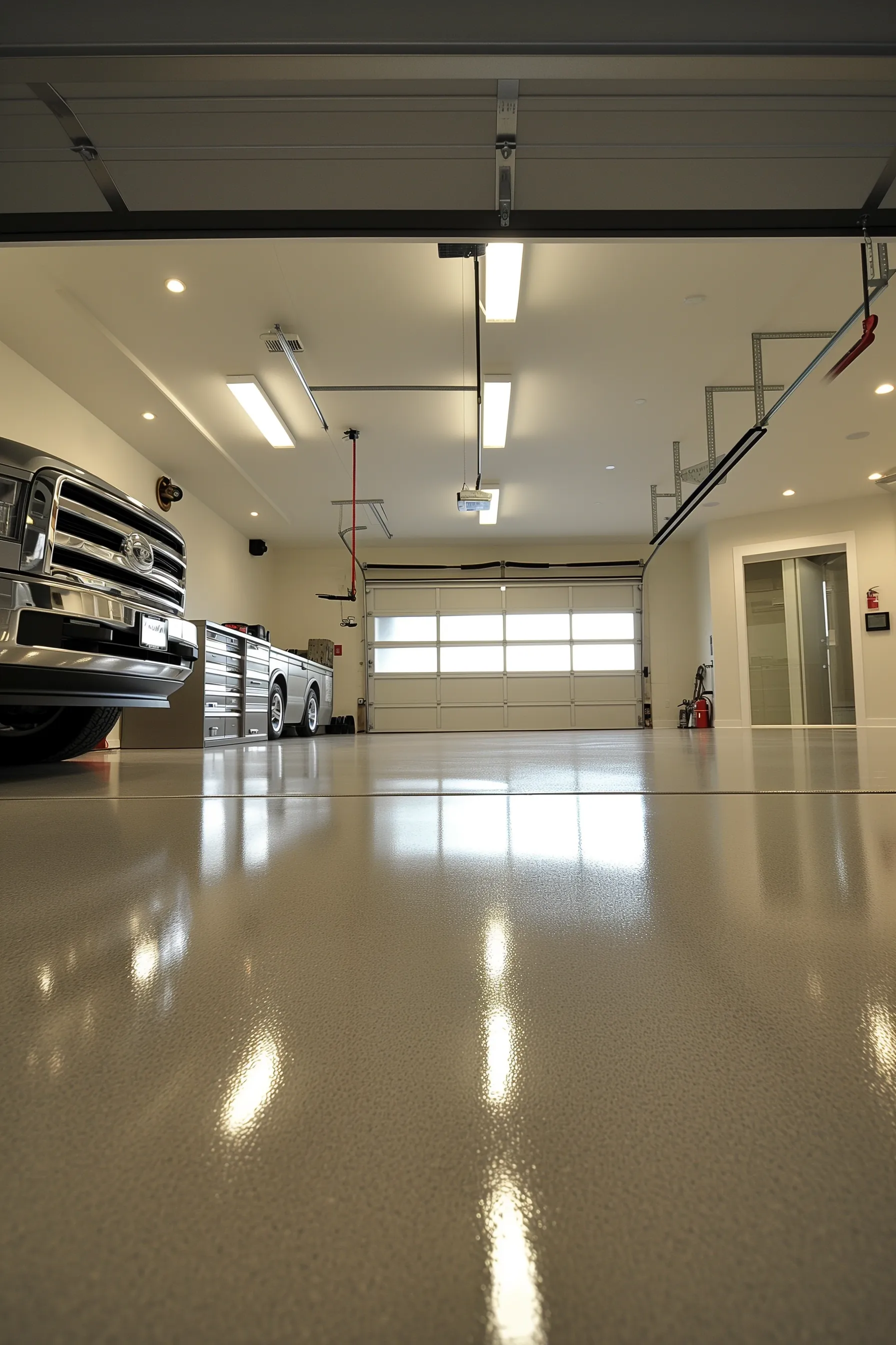 epoxy floor stain with car in garage