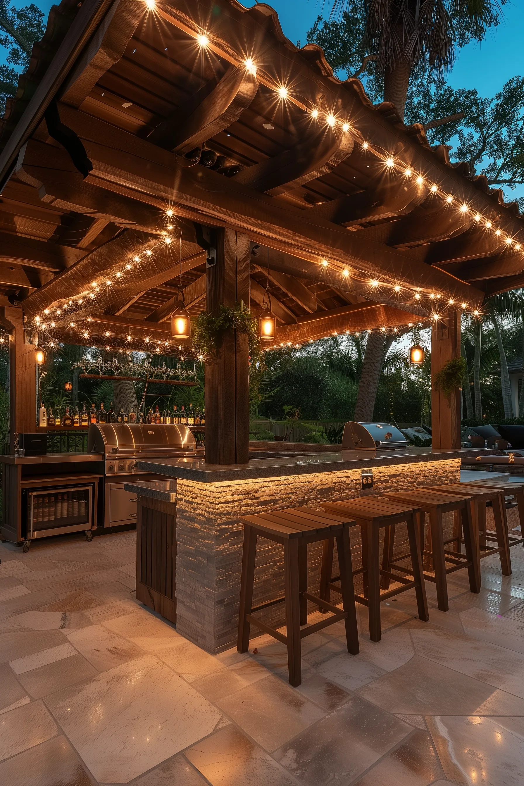 Florida outdoor kitchen and pool