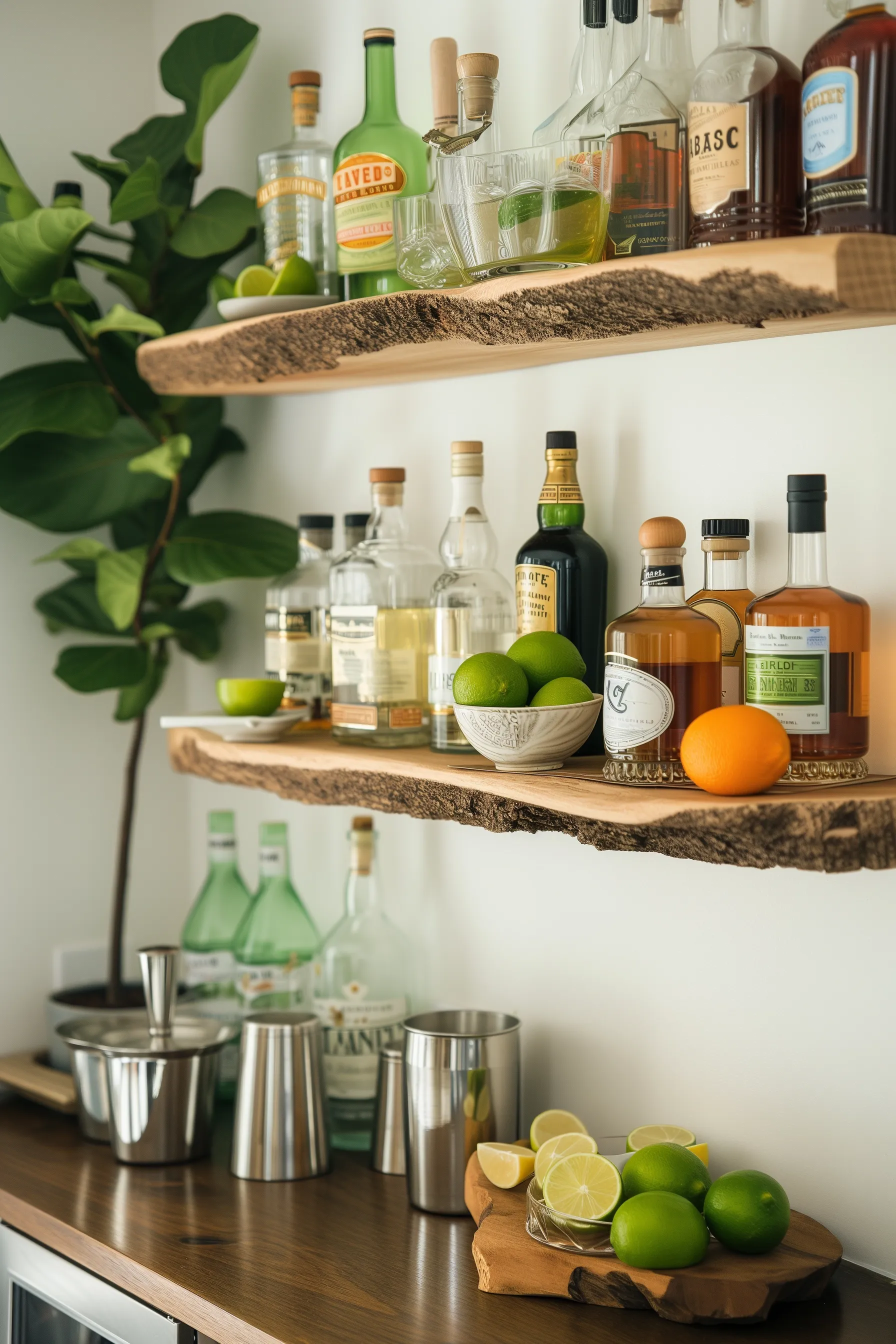 A margarita bar themed shelf