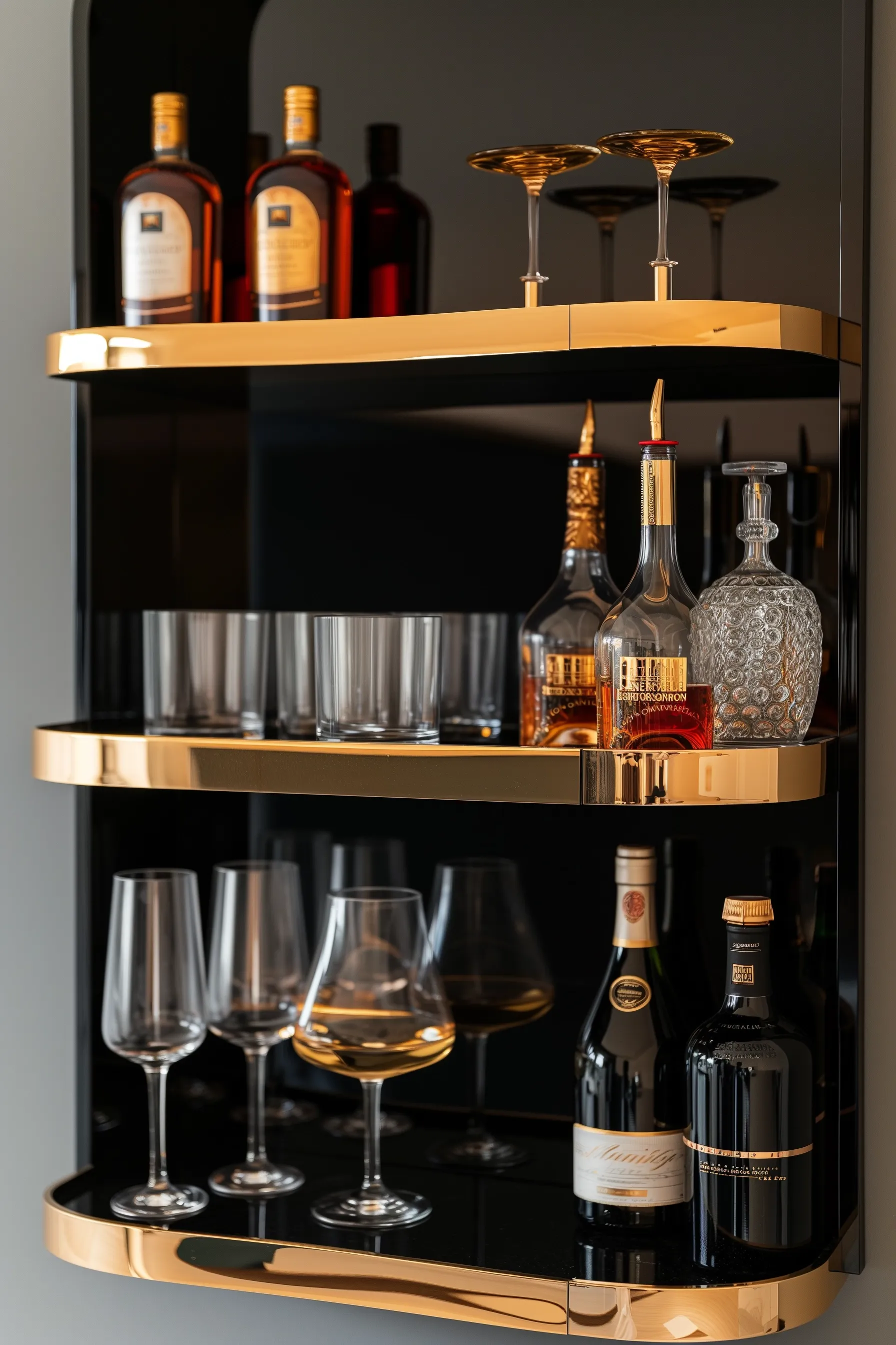 Art Deco-Inspired Bar Shelves