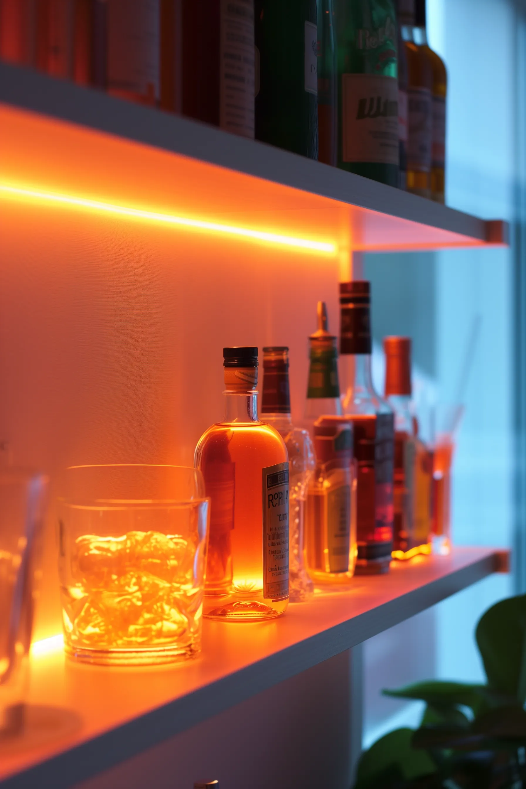 Illuminated LED bar shelves