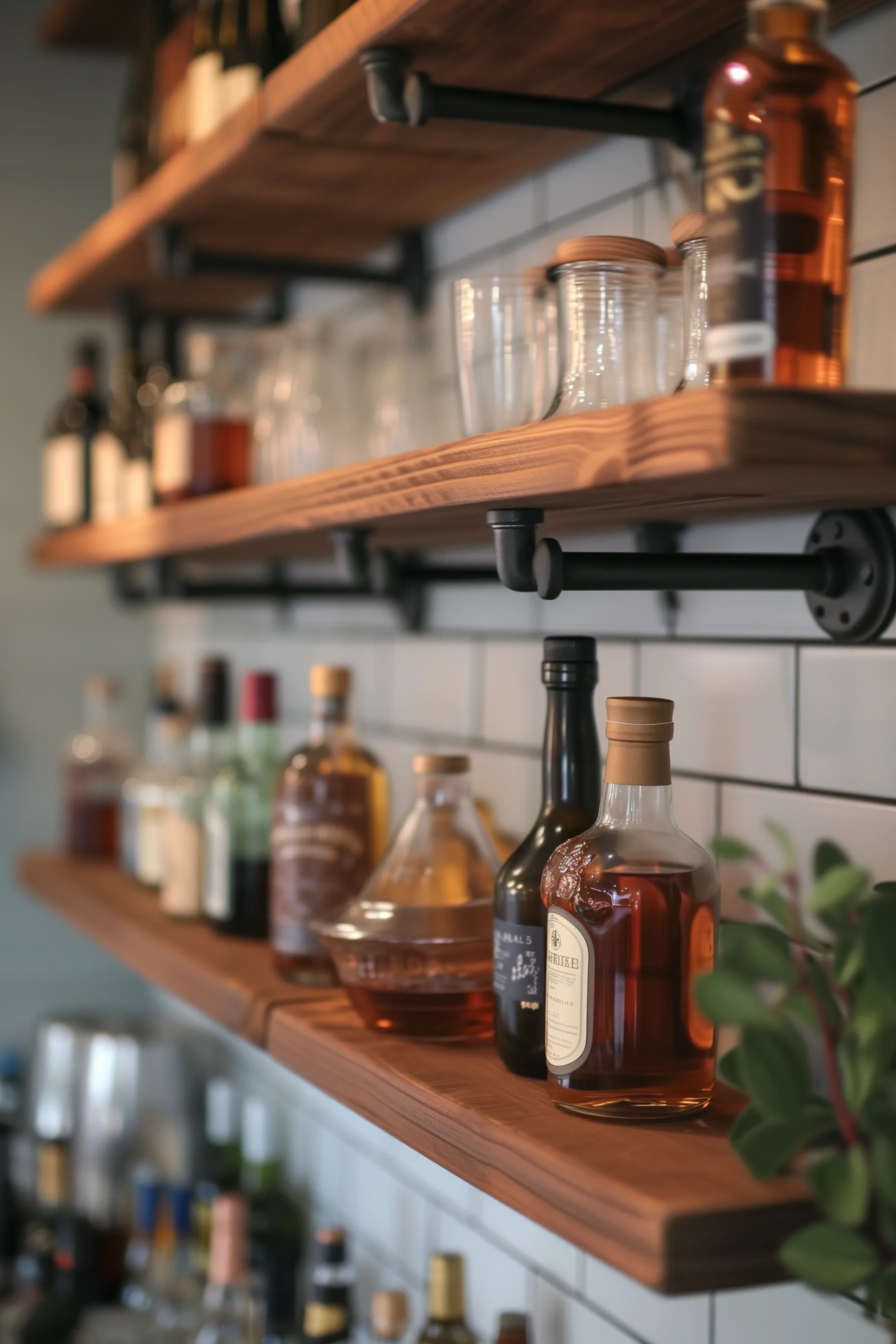 A bar with a magnetic bottle holder