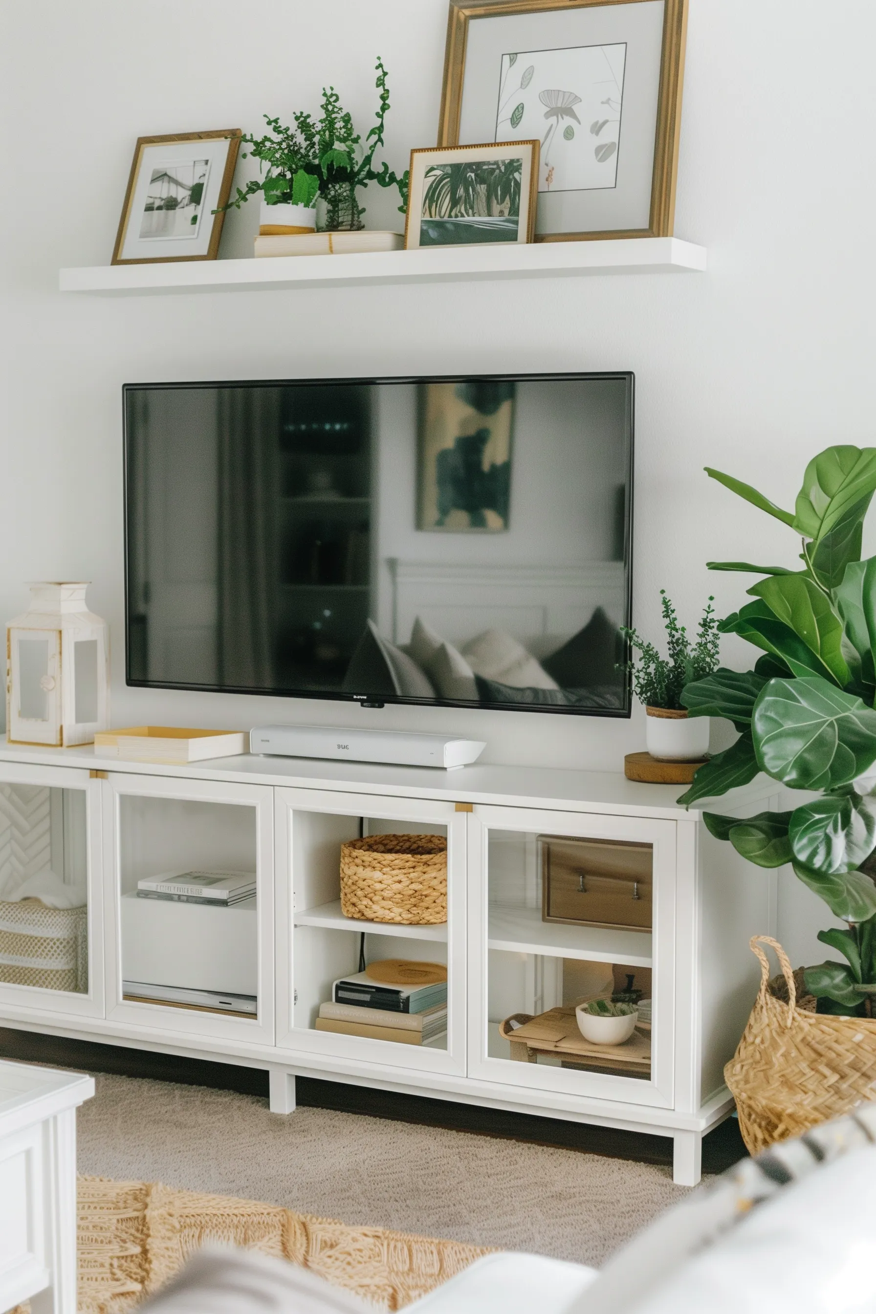 how to decorate around a tv on the wall