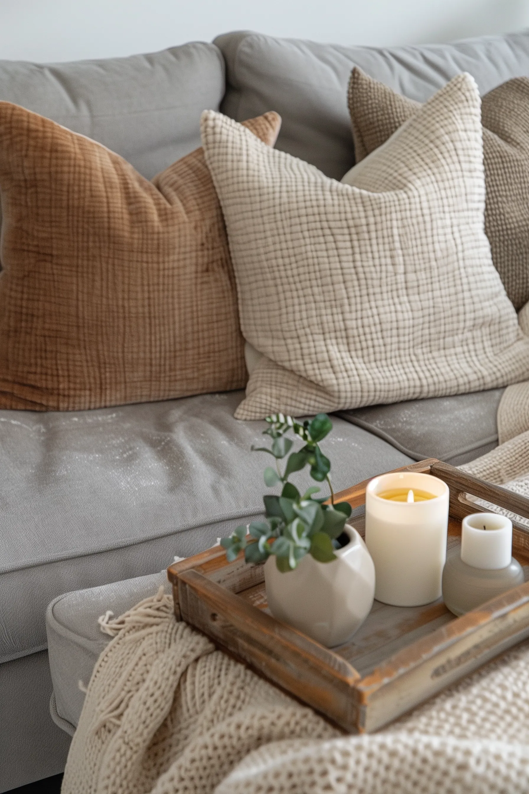 grey couch decor