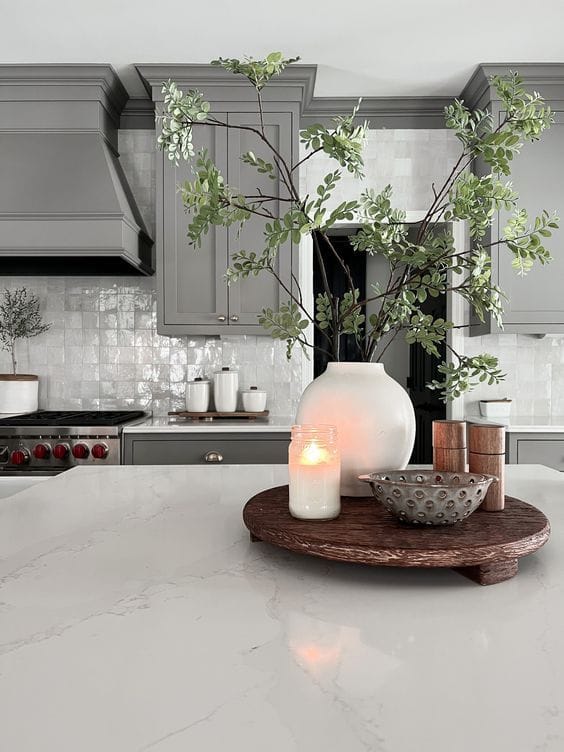 kitchen counter tray decor ideas