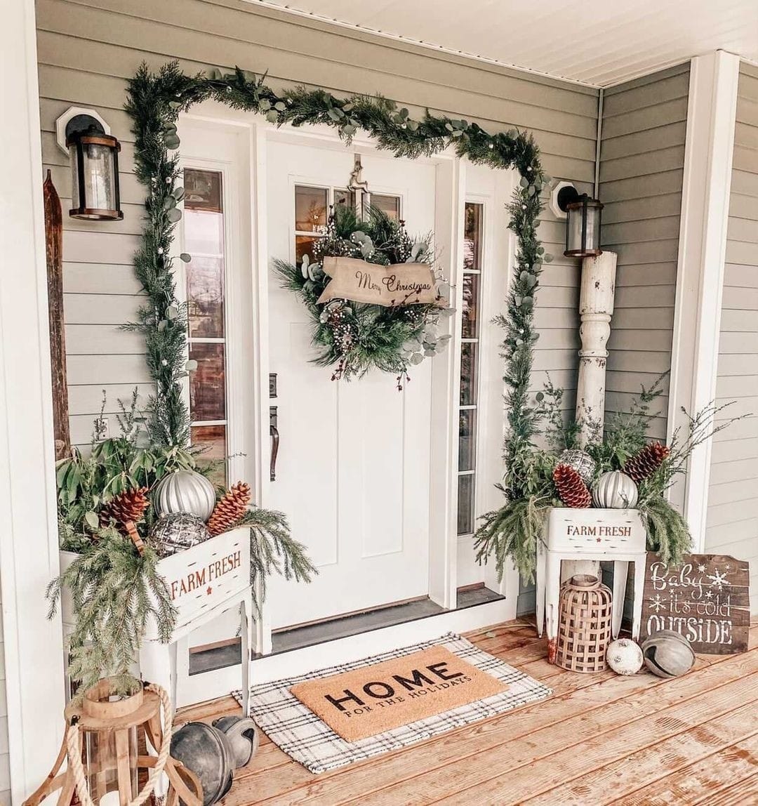 christmas farmhouse front porch