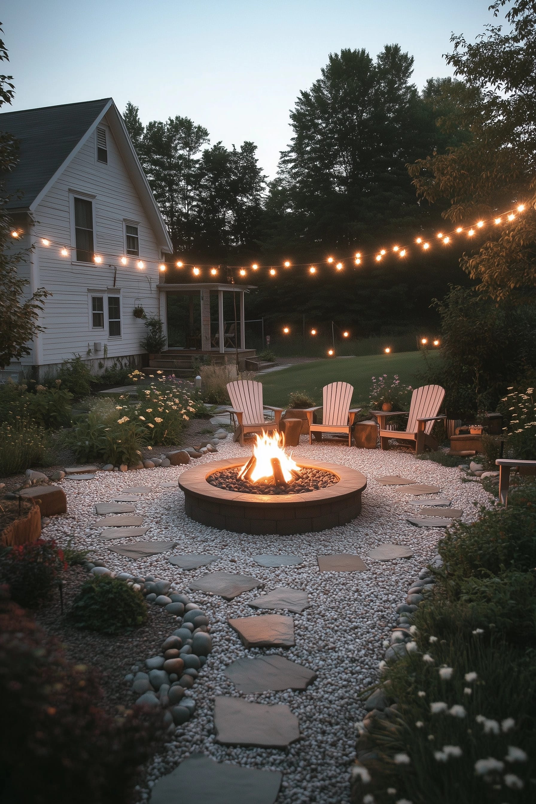 Pebble Stone Fire Pit Area