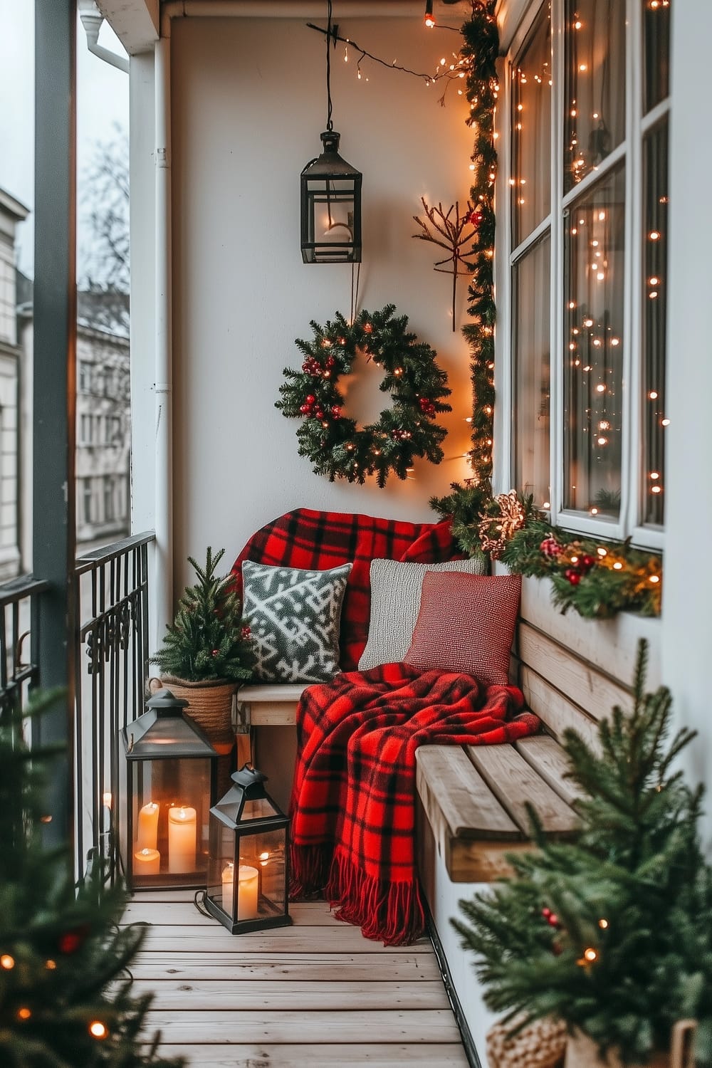 17 Easy Small Apartment Christmas Balcony Decor Ideas